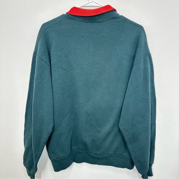 Vintage Red Cardinal Grandma Collared Green Sweatshirt Size Large Birding Winter - Picture 5 of 5